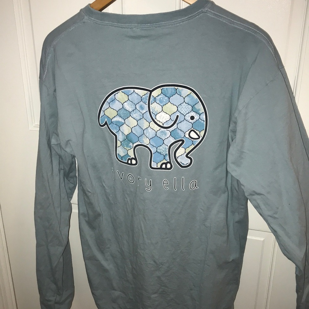 Aqua mermaid pattern ivory Ella long sleeve